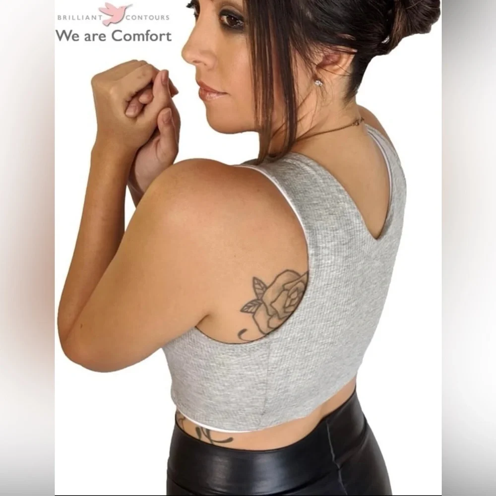NWT Post Surgical Comfort Compression Sports Bra: Soft Grey Butterfly
